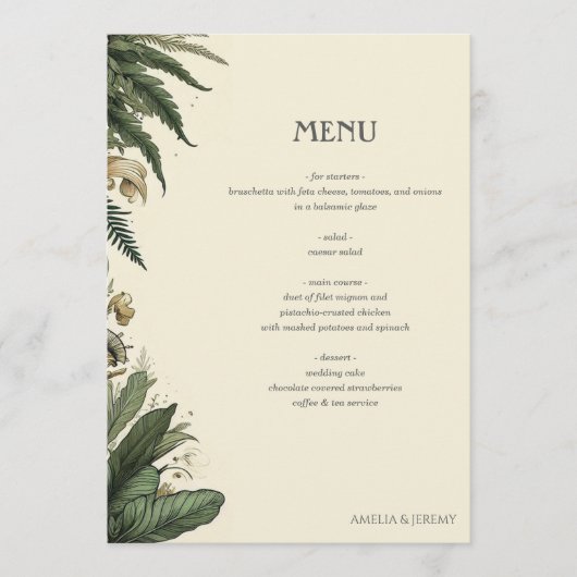 Menu Forêt vintage enchantée (Devant)