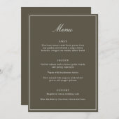 Menu Formal Classic Border Olive Script Elegant Wedding (Devant / Derrière)