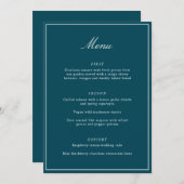 Menu Formal Classic Border Teal Script Elegant Wedding (Devant / Derrière)