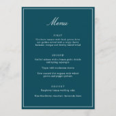 Menu Formal Classic Border Teal Script Elegant Wedding (Devant)
