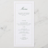 Menu Formal Classic Green Elevated Frame Pearl Wedding (Devant)