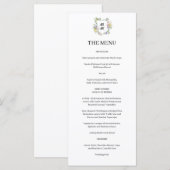 Menu Formal Floral Monogram Crest Wedding (Devant / Derrière)