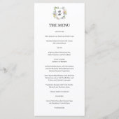 Menu Formal Floral Monogram Crest Wedding (Devant)
