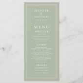 Menu Formal Minimal Sage Green Wedding (Devant)