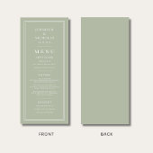 Menu Formal Minimal Sage Green Wedding