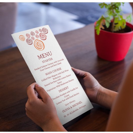 Menu Forme africaine abstraite modifiable pour mariage