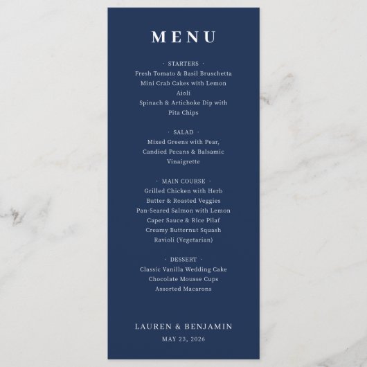 Menu Formel Élégant Marine (Devant)