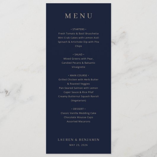 Menu Formel Élégant Navy (Devant)