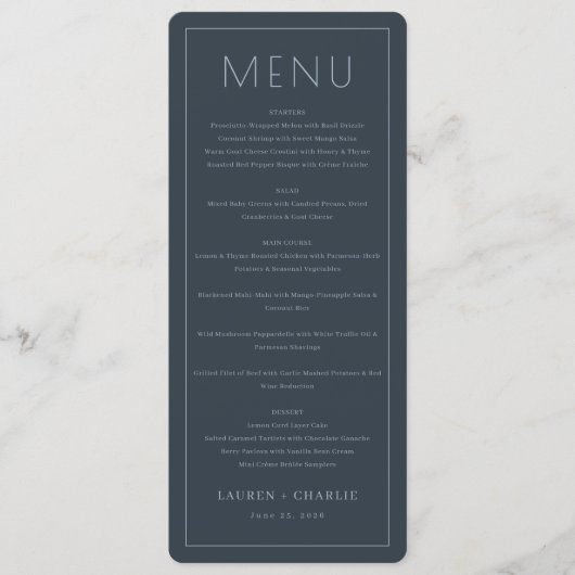 Menu Formel Élégant Nuit (Devant)