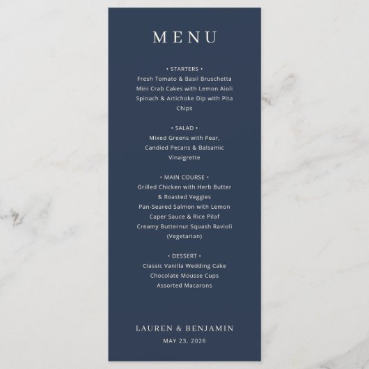 Menu Formel Élégant Nuit (Devant)