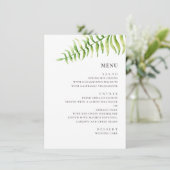 Menu fougère vert aquarelle. Mariage botanique vert (Debout devant)
