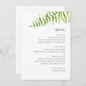 Menu fougère vert aquarelle. Mariage botanique vert (Devant / Derrière)
