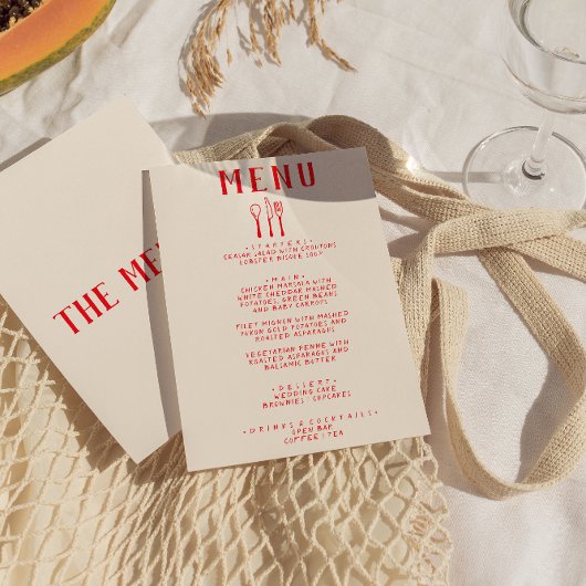 Menu Fourchette Couteau Dessinée à la Main Moderne Mari