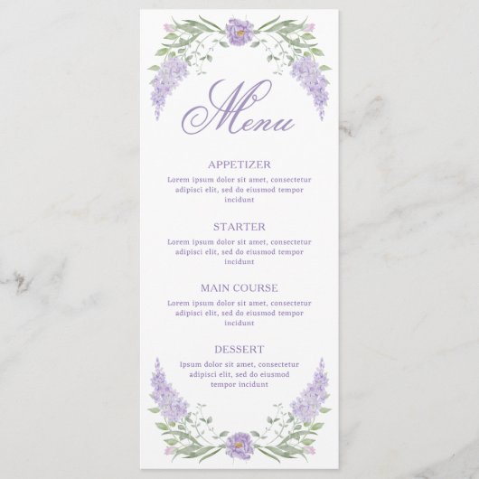 Menu Frame Lavande Florale Lilac (Devant)