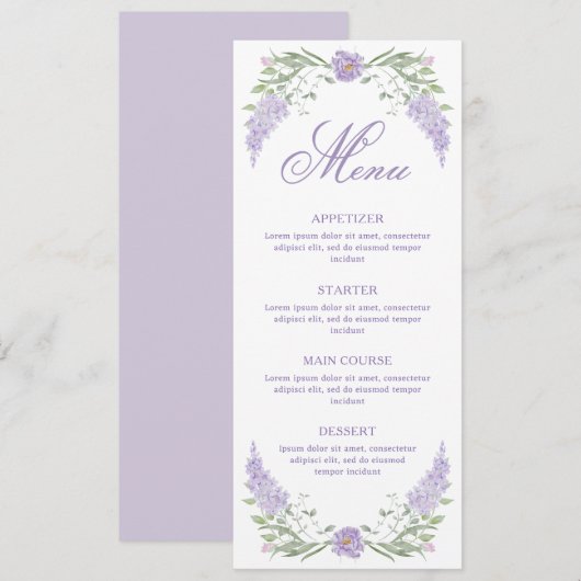 Menu Frame Lavande Florale Lilac (Devant / Derrière)