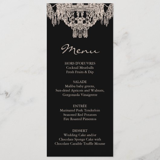 Menu français/de l'anglais | lustre de mariage (Dos)