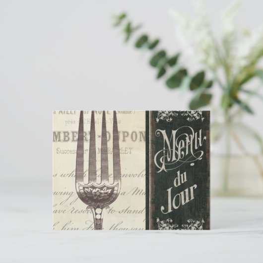 Menu français et fourche (Debout devant)