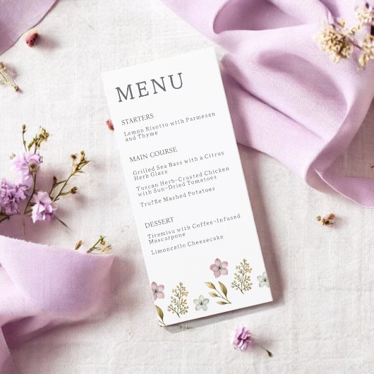 Menu Français Lilac Aquarelle Florale Élégante Printemp