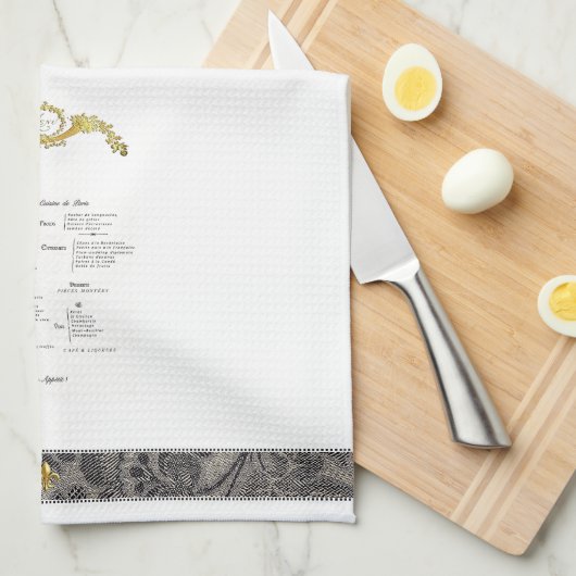 Menu Français Serviette Cuisine (Quart Plié)