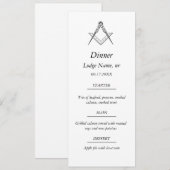 Menu Freemason Masonic Dîner de maçonnerie (Devant / Derrière)