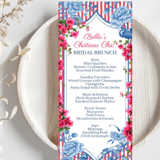 Menu French Toile Bridal Shower, Garden Party, Bridal 