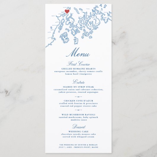 Menu French's Point Stockton Maine Mariage Elegant Navy (Devant)