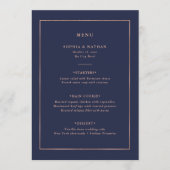 Menu Frontière or Rose Faux sur le Mariage bleu nuit (Devant)