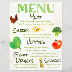 Menu Fruits et légumes d'aquarelle