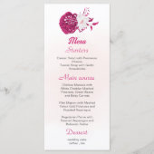 menu fuchsia & blanc à fleurs mariage (Devant)