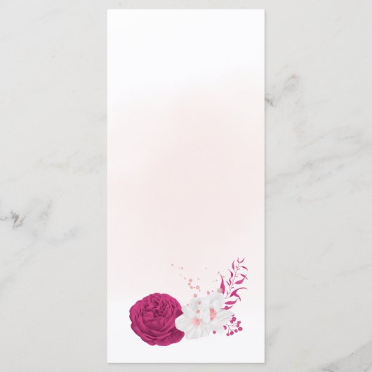 Menu fuchsia & blanc mariage floral (Dos)