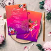 Menu Fuchsia rose orange brillant gras Mariage floral