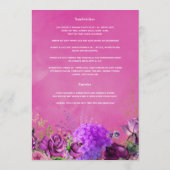 Menu Fuchsia vintage et Mariage floral pourpre (Dos)