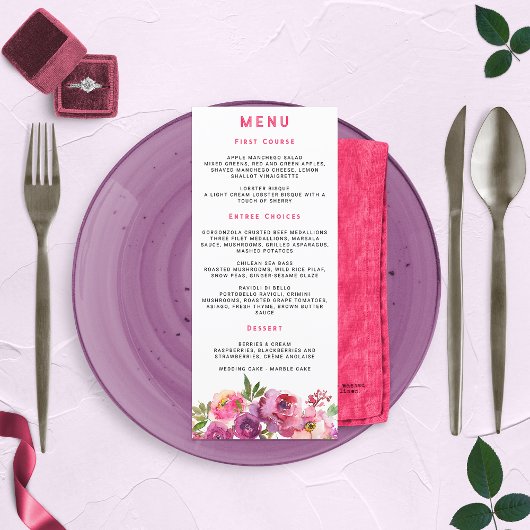 Menu Fun Vibrant Violet Fuchsia Floral