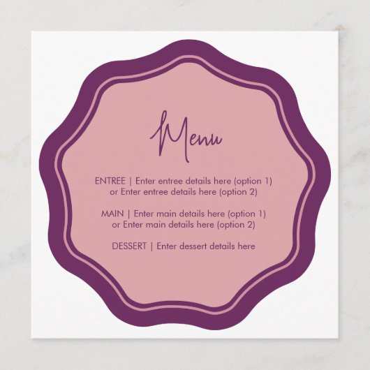 Menu Fun Wavy violet et rose (Devant)