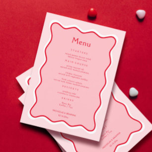 Menu Funky Valentine Wavy Mariage rouge et rose