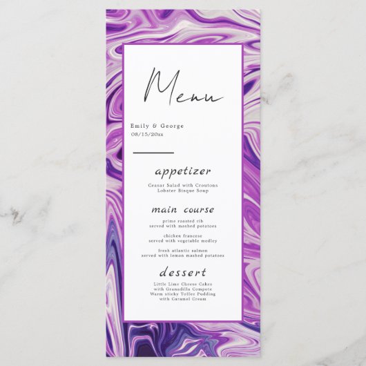 Menu Galaxie bleue minimale moderne Mariage d'art Abstr (Devant)