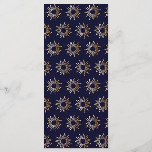 Menu Galaxie céleste Soleil Golden Navy Bleu (Dos)