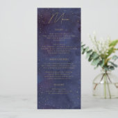Menu Galaxy Starry Night Celestial violet Mariage or (Debout devant)