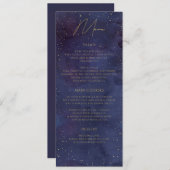 Menu Galaxy Starry Night Celestial violet Mariage or (Devant / Derrière)