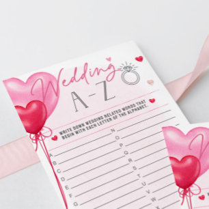 Menu Galentine's Love Is In The Air A-Z Bridal Game