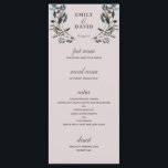 Menu Garden Crest Mauve Purple Floral Mariage 4 Parcour<br><div class="desc">Ce menu mariage élégant et chic présente des fleurs d'aquarelle peintes dans les tons bleu et rose et est assorti à un motif floral sur le dos. Personnalisez-le avec votre propre texte en utilisant les modèles fournis. Cela se fait en coordination avec notre collection de mariages "Garden Crest". Cliquez sur...</div>