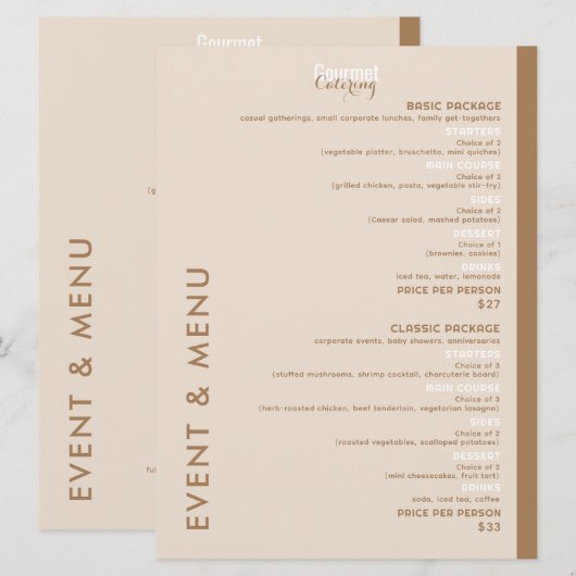 Menu Gastronomique Plat (Devant / Derrière)