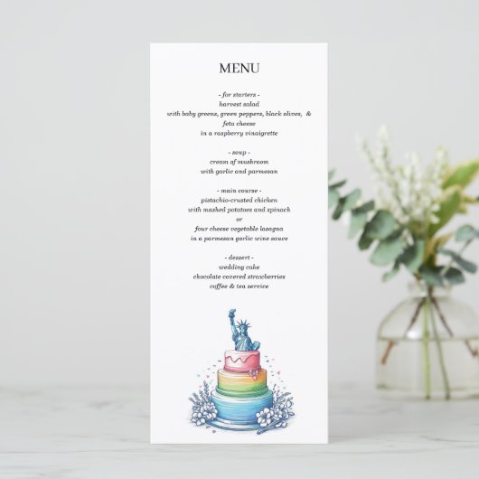 Menu Gâteau de mariage de New York City (Debout devant)
