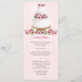 Menu gâteau Mariage Aquarelle Rose (Devant)