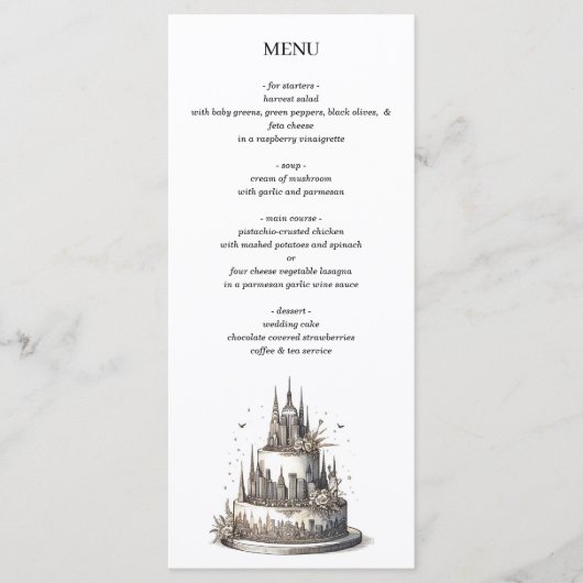 Menu Gâteau Mariage de New York (Devant)