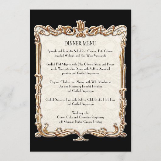 Menu Gatsby Art Déco Nouveau dentelle Faux Gold Tulip (Devant)