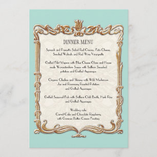Menu Gatsby Art Déco Nouveau dentelle Faux Gold Tulip