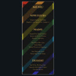 Menu Gay Men Wedding Elegant Rainbow<br><div class="desc">Celebrate your love with the Gay Men Wedding Elegant Rainbow collection — a complete suite of coordinating stationery and accessories designed for two grooms. Bold diagonal Progress Pride stripes on sophisticated black, with gold typography throughout. Every piece in this suite is fully customizable with your names, date, and wedding details....</div>