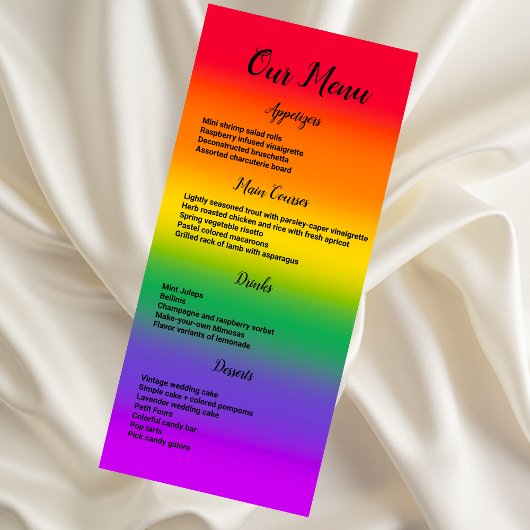 Menu Gay pride arc-en-ciel aquarelle