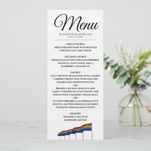 Menu gay pride Mariage Rainbow (Debout devant)